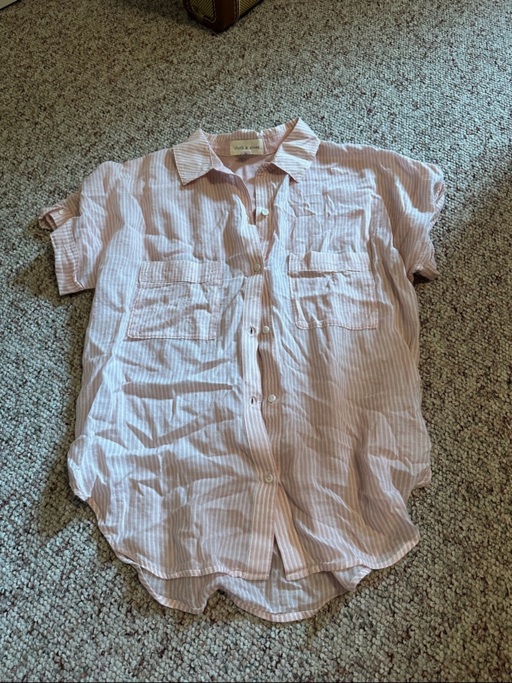 cloth & stone Pink Striped Button-Down Shirt